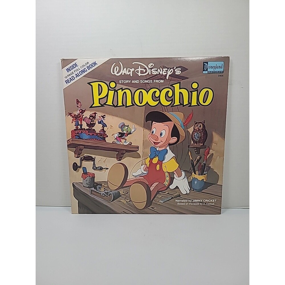 1978 Walt Disney Pinocchio Record LP With Read-Along Book
